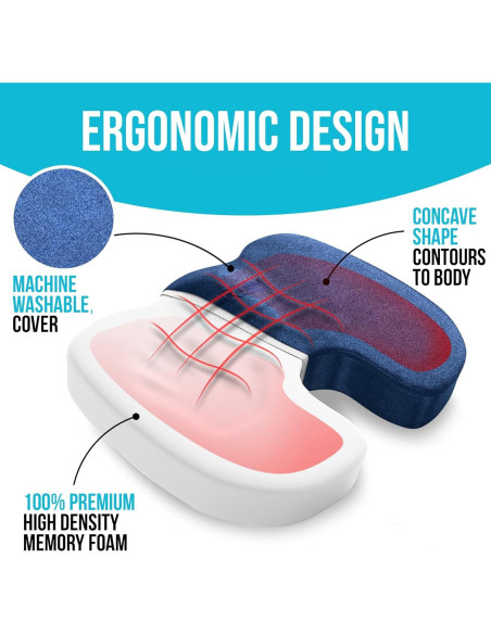 Cojín de Asiento y Almohada Lumbar FORTEM Espuma Memoria Cojín de Asiento y Almohada Lumbar FORTEM Espuma Memoria