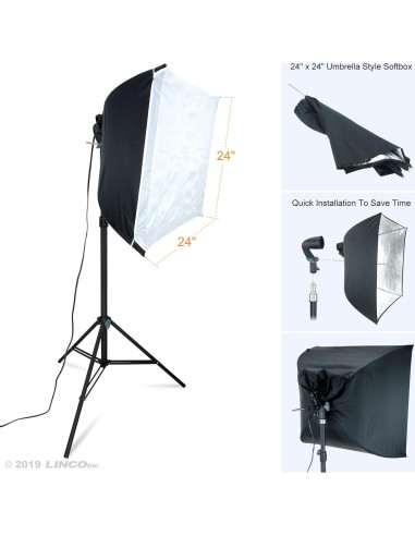 Kit de Iluminación Softbox LINCO AM206 2 Soportes 3.81 kg