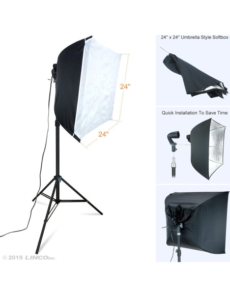 Kit de Iluminación Softbox LINCO AM206 2 Soportes 3.81 kg Kit de Iluminación Softbox LINCO AM206 2 Soportes 3.81 kg
