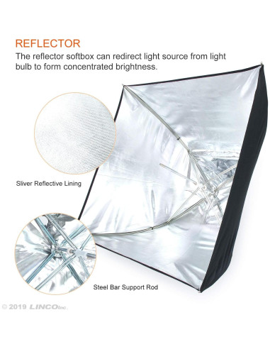 Kit de Iluminación Softbox LINCO AM206 2 Soportes 3.81 kg