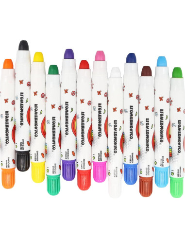 Crayones Jumbo No Tóxicos Lebze 12 Colores Lavables para Niños