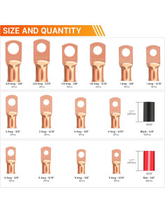Kit de Terminales de Cobre 120PCS Kuject AWG 1-2-4-6-8 2