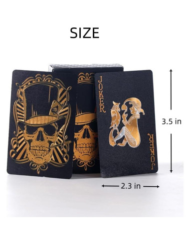 Paquete de 2 Barajas de Cartas de Póker Negras con Calavera - Impermeables