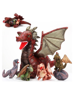 Conjunto de Juguetes de Dragón Deekin 7 Piezas 40 cm Peluche