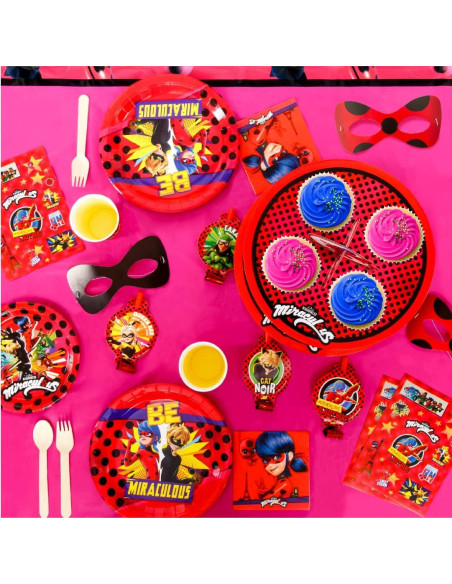 Juego de Platos de Papel Miraculous Ladybug - 20 Platos - Fiesta Cumpleaños Juego de Platos de Papel Miraculous Ladybug - 20 Platos - Fiesta Cumpleaños