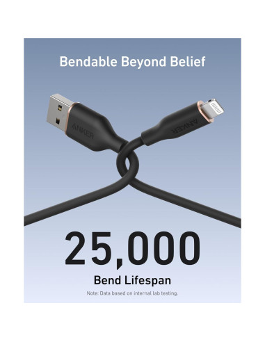 Cable USB A a Lightning Anker 0.91 m, Carga Rápida MFi