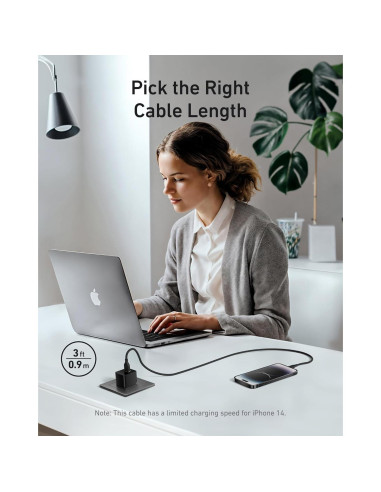 Cable USB A a Lightning Anker 0.91 m, Carga Rápida MFi