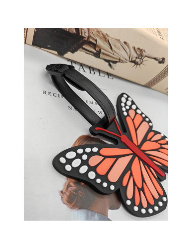 Etiquetas de Equipaje de Silicona QFSH Mariposa Naranja