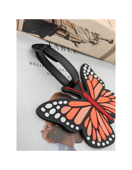 Etiquetas de Equipaje de Silicona QFSH Mariposa Naranja Etiquetas de Equipaje de Silicona QFSH Mariposa Naranja