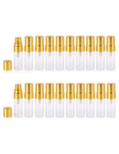 Botella de vidrio atomizador 3ml recargable dorada - 20pcs