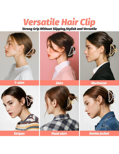 Clips de Garra de Metal VinBee para Cabello Grueso - 3 Piezas