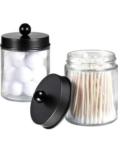 Tarros de Almacenamiento Amolliar 4 Unidades Vidrio 8oz Negro