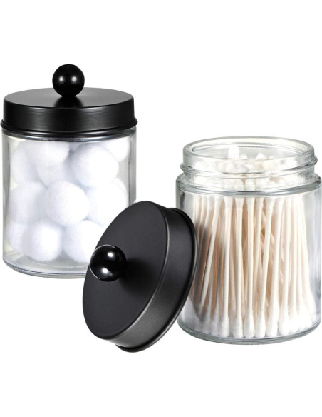 Tarros de Almacenamiento Amolliar 4 Unidades Vidrio 8oz Negro Tarros de Almacenamiento Amolliar 4 Unidades Vidrio 8oz Negro