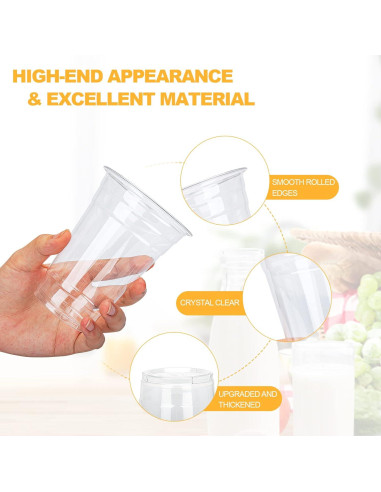 Vasos de Plástico TashiBox 16oz - 100 Unidades Desechables