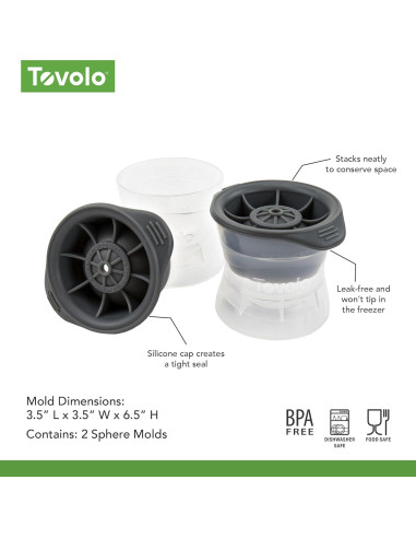 Moldes de Hielo Esféricos Tovolo - Set de 2, 6.35 cm