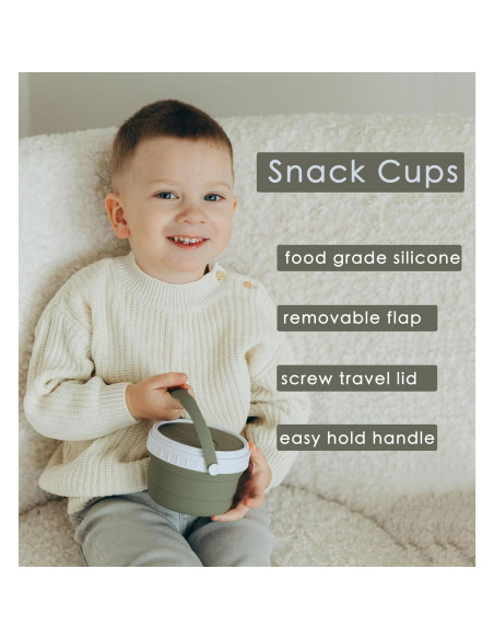 Taza de bocadillos para niños Tegion 12 oz silicona verde Taza de bocadillos para niños Tegion 12 oz silicona verde