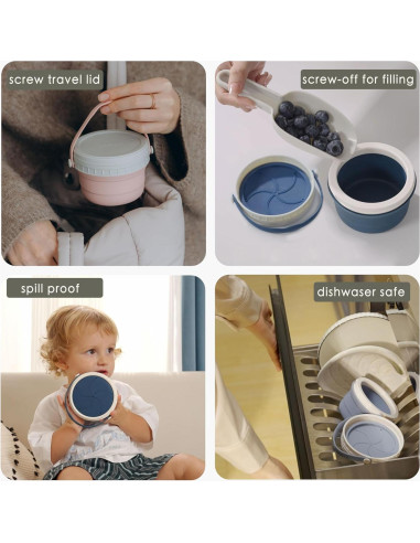 Taza de bocadillos para niños Tegion 12 oz silicona verde
