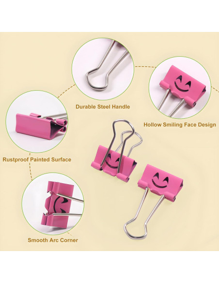 Clips de Papel Sonrientes Coideal - 40 Pcs 19 mm Metálicos Clips de Papel Sonrientes Coideal - 40 Pcs 19 mm Metálicos