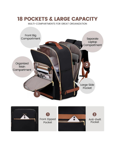 Mochila de Viaje LOVEVOOK 40L Unisex Aprobada por Aerolíneas Mochila de Viaje LOVEVOOK 40L Unisex Aprobada por Aerolíneas