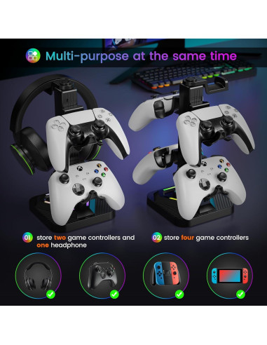 Soporte para Auriculares RGB Tawd con Carga USB y 3 Puertos HUB