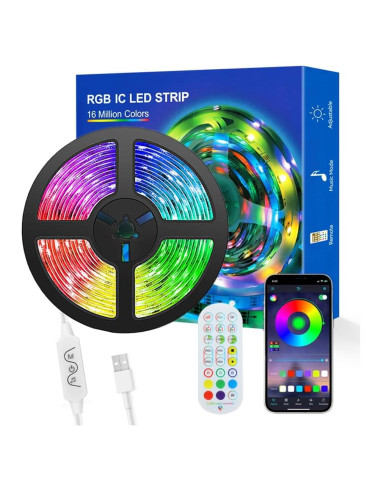 Tira LED WS2812B 5M 150 LEDs RGB Control Remoto APP Bluetooth