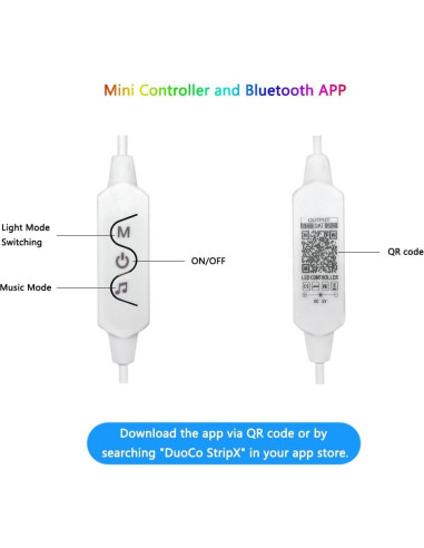 Tira LED WS2812B 5M 150 LEDs RGB Control Remoto APP Bluetooth