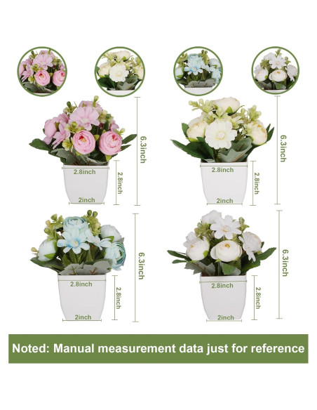 4 Mini Plantas Falsas Camelia en Maceta Plástica Yoratee 4 Mini Plantas Falsas Camelia en Maceta Plástica Yoratee