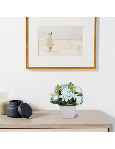 4 Mini Plantas Falsas Camelia en Maceta Plástica Yoratee