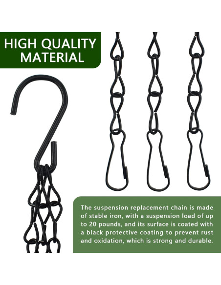 Cadenas Colgantes Negras SHRJ 3Pcs 40cm para Macetas Cadenas Colgantes Negras SHRJ 3Pcs 40cm para Macetas