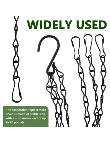 Cadenas Colgantes Negras SHRJ 3Pcs 40cm para Macetas