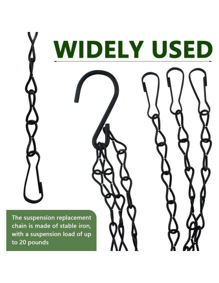 Cadenas Colgantes Negras SHRJ 3Pcs 40cm para Macetas Cadenas Colgantes Negras SHRJ 3Pcs 40cm para Macetas