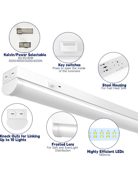 Luz de tira LED lineal YPII 4 pies 40W regulable 0-10V Luz de tira LED lineal YPII 4 pies 40W regulable 0-10V