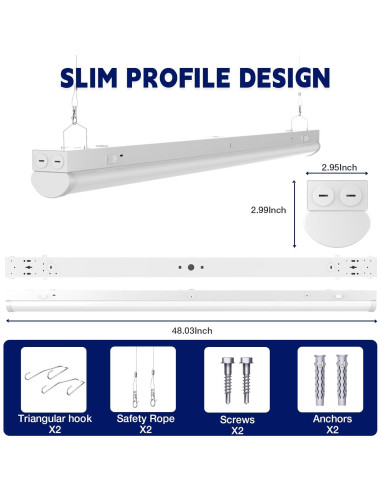 Luz de tira LED lineal YPII 4 pies 40W regulable 0-10V