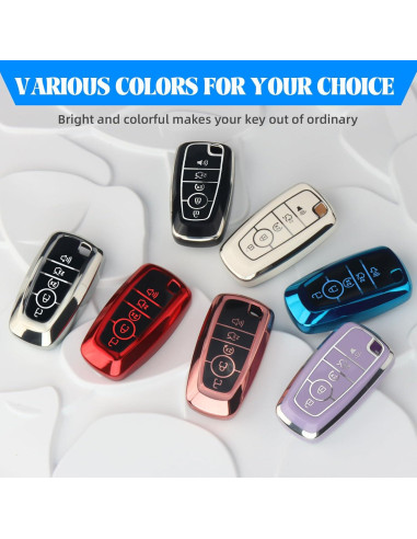 Funda de Llave TPU QBUC para Ford - Rosa, Compatible con Modelos