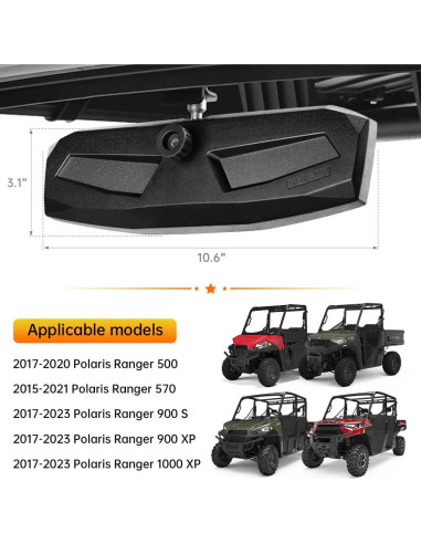 Kit de Espejos Laterales y Retrovisor Central SHEJISI para Polaris Ranger