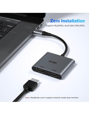 Adaptador USB C a Doble HDMI 4K 60Hz - Shenzhen HCC-012