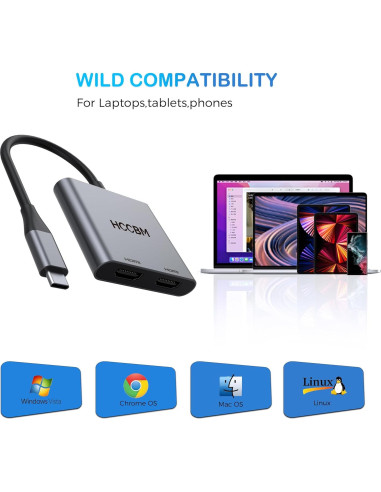 Adaptador USB C a Doble HDMI 4K 60Hz - Shenzhen HCC-012
