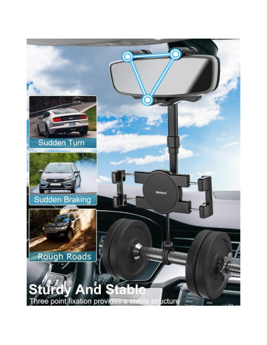 Soporte para Tablet en Espejo Retrovisor Phichy Ajustable 11.9-33 cm
