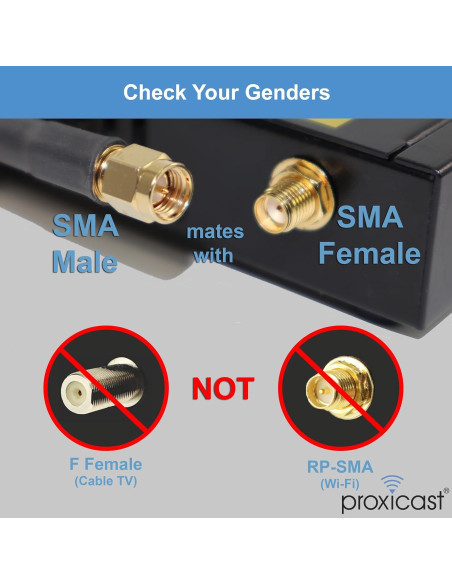 Cable Coaxial Proxicast 15.24 m SMA Macho a N Macho 50 Ohm Cable Coaxial Proxicast 15.24 m SMA Macho a N Macho 50 Ohm