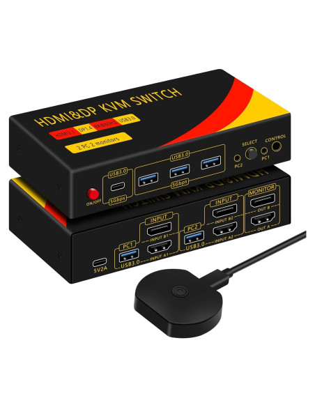 Interruptor KVM 2 Monitores HDMI y DisplayPort 8K 60Hz Interruptor KVM 2 Monitores HDMI y DisplayPort 8K 60Hz