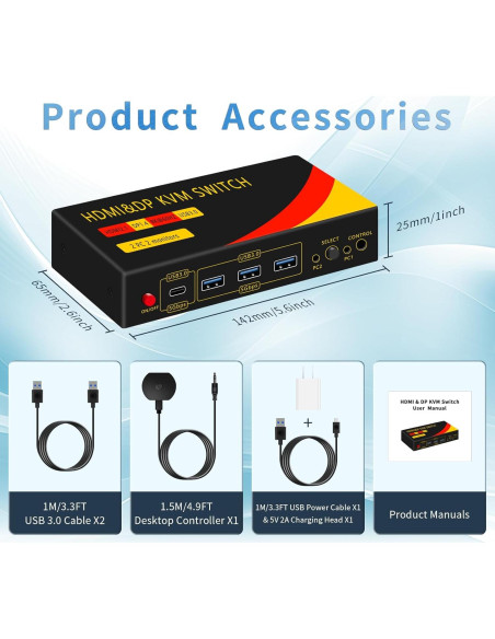 Interruptor KVM 2 Monitores HDMI y DisplayPort 8K 60Hz Interruptor KVM 2 Monitores HDMI y DisplayPort 8K 60Hz