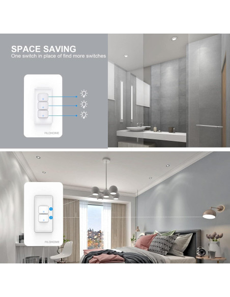 Interruptor de Luz Inteligente Filohome 2 Gang Wi-Fi 2.4GHz Interruptor de Luz Inteligente Filohome 2 Gang Wi-Fi 2.4GHz