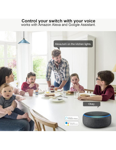 Interruptor de Luz Inteligente Filohome 2 Gang Wi-Fi 2.4GHz
