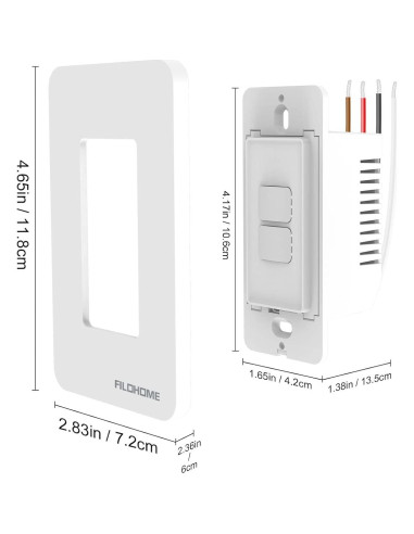 Interruptor de Luz Inteligente Filohome 2 Gang Wi-Fi 2.4GHz