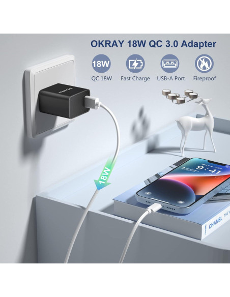 Cargador Rápido USB-A OKRAY 2-Pack 18W Compatible iPhone/Samsung Cargador Rápido USB-A OKRAY 2-Pack 18W Compatible iPhone/Samsung
