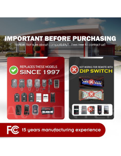 Abridor de Puerta de Garaje Legacy Python O3T-BX O3T-A 315/390MHz 2