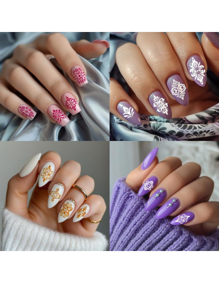 Plantillas de Estampado de Uñas Florales Francesas PH PandaHall - 3 Piezas Plantillas de Estampado de Uñas Florales Francesas PH PandaHall - 3 Piezas