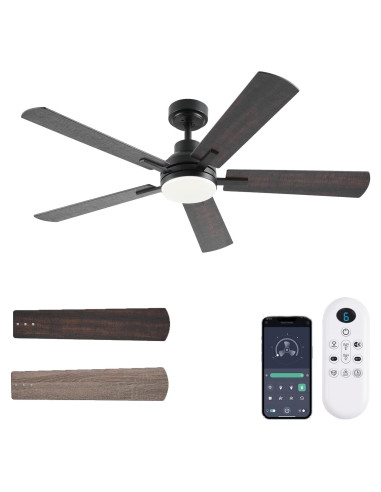 Ventilador de Techo JSAITEE 52" LED Control Remoto 8 Velocidades