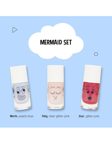 Juego de Esmaltes de Uñas Nailmatic Sirena - 3 Piezas Lavables