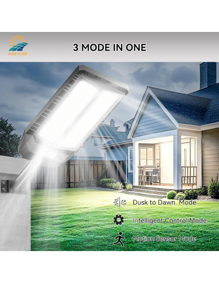 Luces Solares Exteriores Adewalk 6000W 2 Paquete con Sensor Luces Solares Exteriores Adewalk 6000W 2 Paquete con Sensor